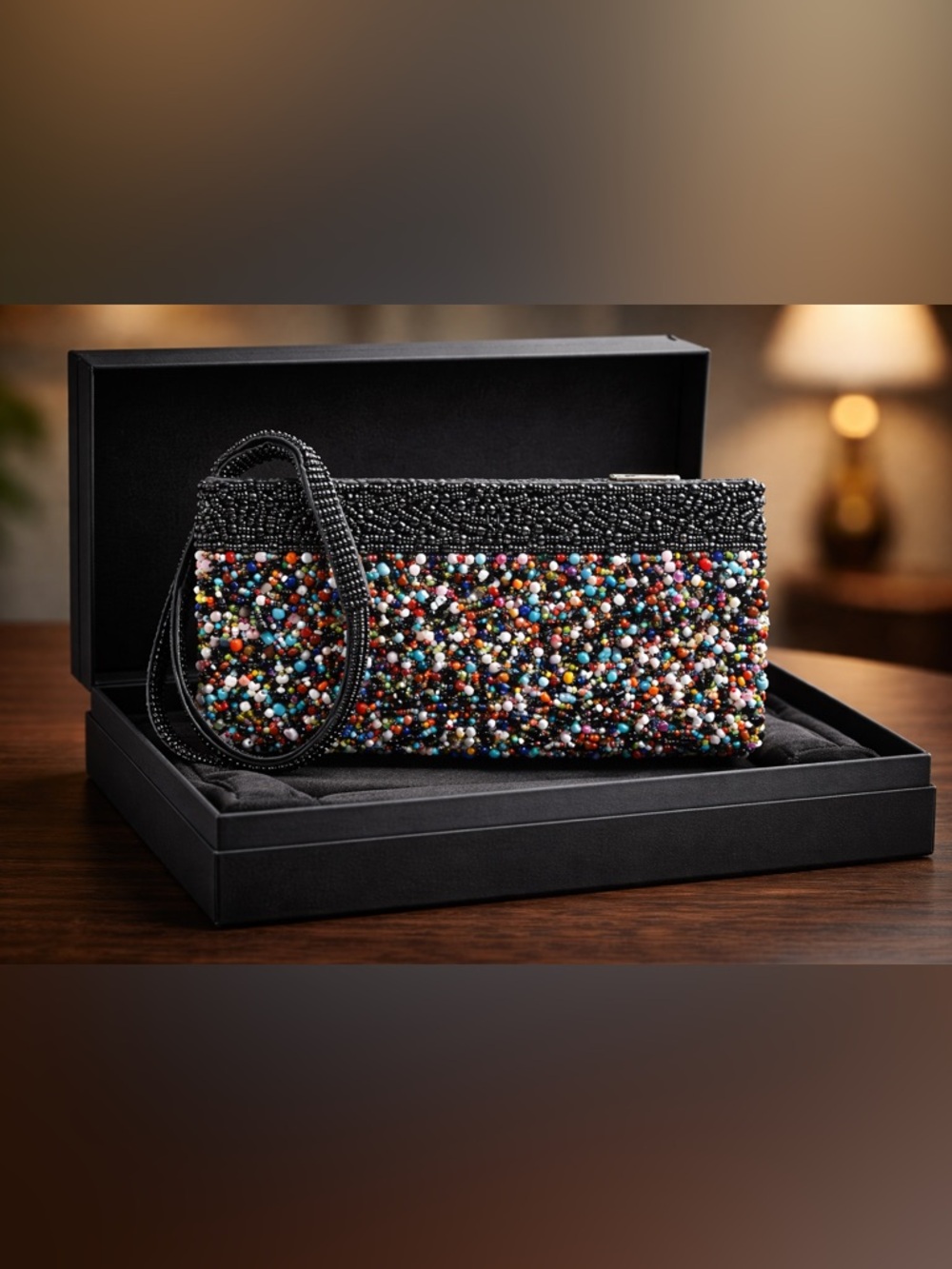 Vintage Beaded Embroidered Clutch Multicolor (Box Not Included)